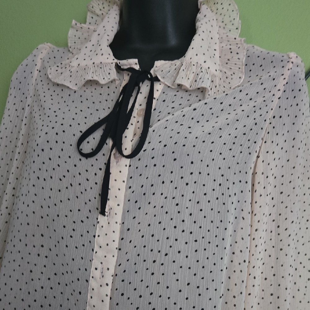 Elegant Ruffled Polka Dot Blouse